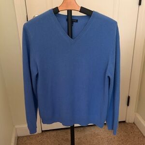 Lands' End 100% Cashmere Women's V-Neck Sweater in Sky Blue
